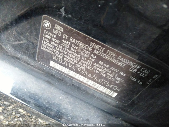 BMW 3 Series 2007 WBAVC93547K035404 Image 10