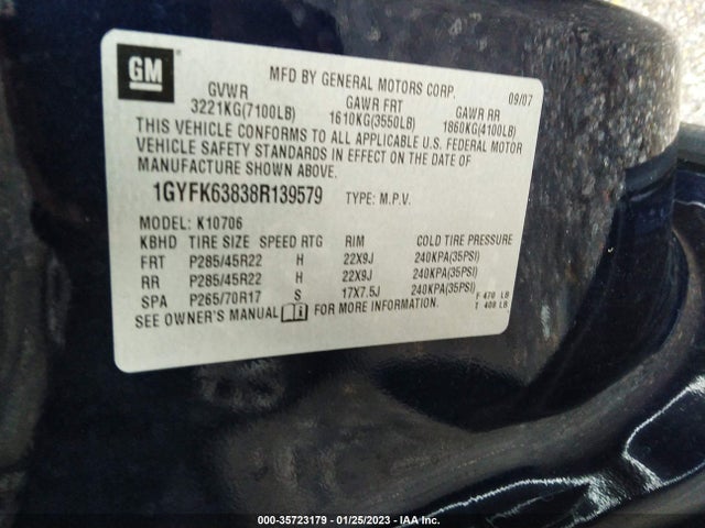 1GYFK63838R139579 Cadillac Escalade
