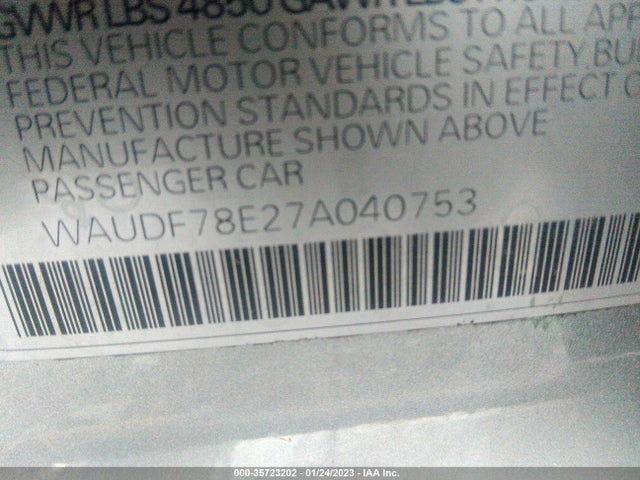 WAUDF78E27A040753 Audi A4 2.0T