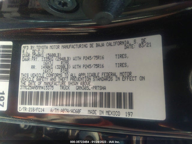 2021 Toyota Tacoma, VIN: 3TMCZ5AN5MM415375