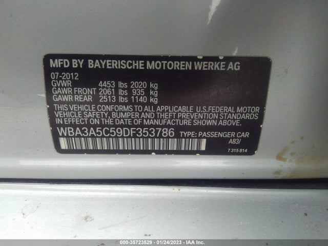 BMW 3 Series 328i 2013 WBA3A5C59DF353786 Image 9