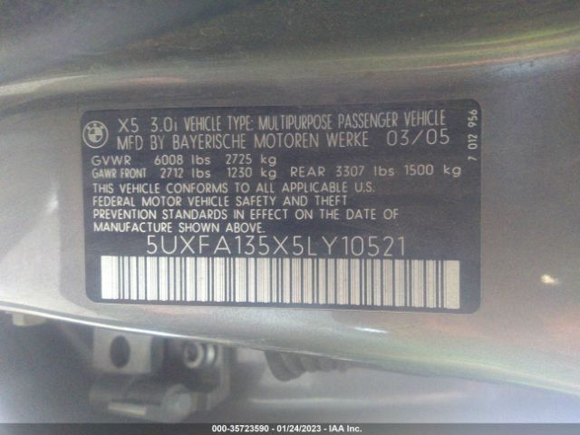 5UXFA135X5LY10521 BMW X5 3.0I