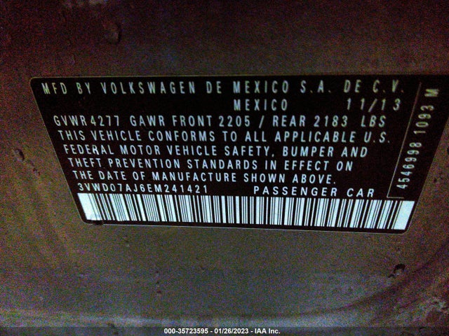 3VWD07AJ6EM241421 Volkswagen Jetta Sedan Se W/connectivity