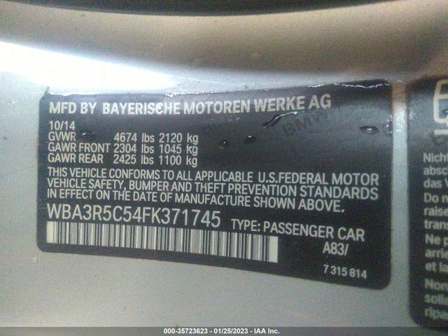 2015 BMW 4 Series, VIN: WBA3R5C54FK371745