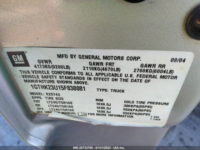 GMC Sierra 2500hd Slt 2005 1GTHK23U15F838081 Image 10