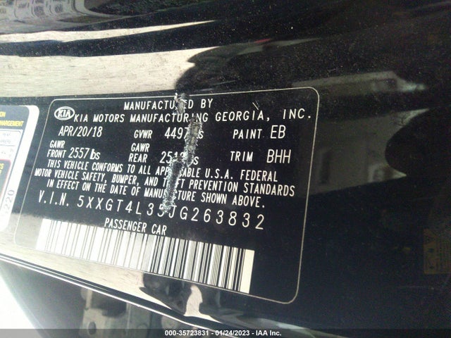 2018 Kia Optima, VIN: 5XXGT4L35JG263832