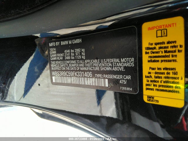 2015 BMW M4, VIN: WBS3R9C59FK331406