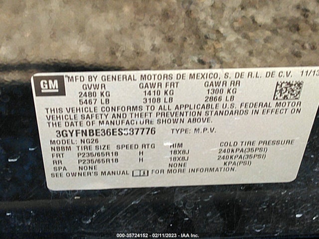 2014 Cadillac SRX, VIN: 3GYFNBE36ES587776