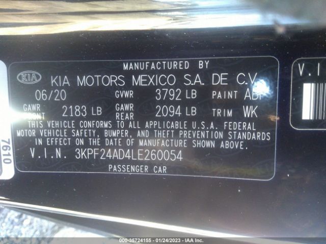 3KPF24AD4LE260054 KIA Forte Lxs