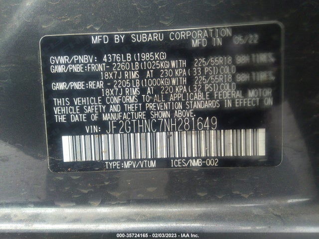 2022 Subaru Crosstrek, VIN: JF2GTHNC7NH281649