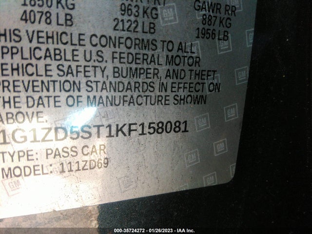 Chevrolet MALIBU LT 2019 1G1ZD5ST1KF158081 Image 10