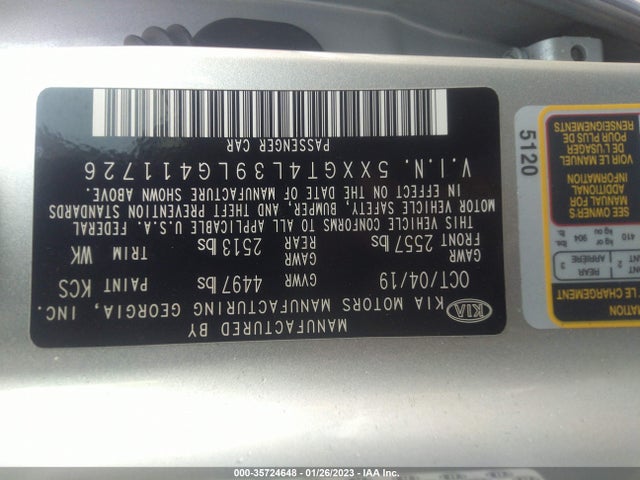 KIA Optima Lx 2020 5XXGT4L39LG411726 Image 9