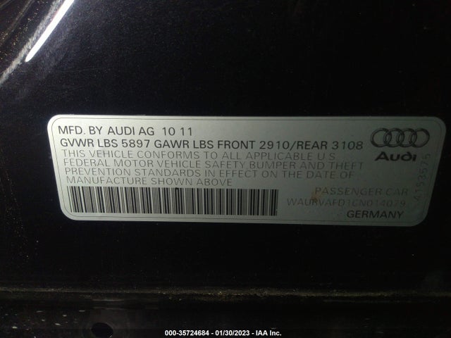 Audi A8 L 2012 WAURVAFD1CN014079 Image 9