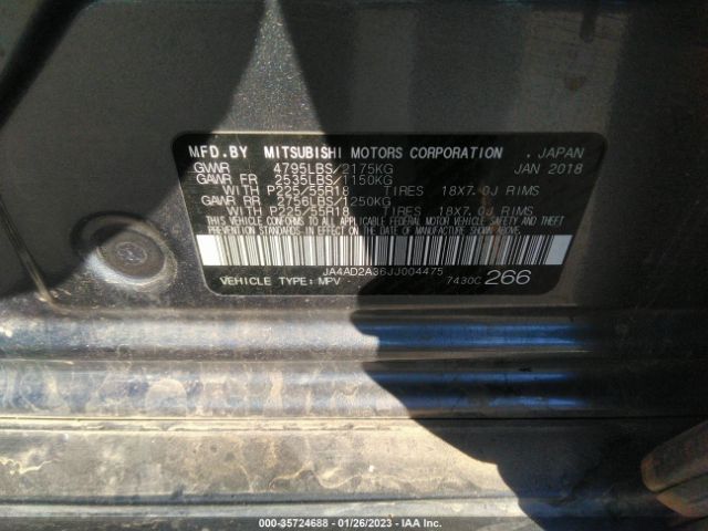 JA4AD2A36JJ004475 Mitsubishi Outlander Es