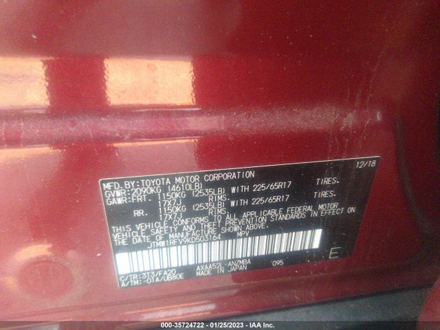 2019 Toyota RAV4, VIN: JTMW1RFV9KD503164