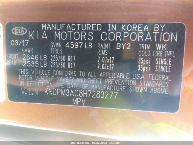 KNDPM3AC8H7283277 KIA Sportage Lx