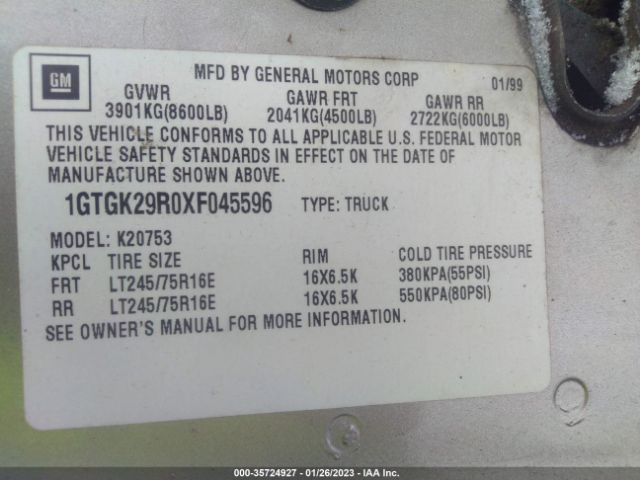 1GTGK29R0XF045596 GMC SIERRA 2500