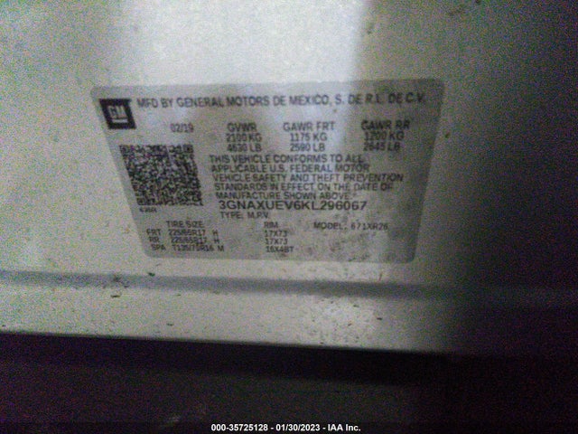 Chevrolet EQUINOX LT 2019 3GNAXUEV6KL296067 Image 10