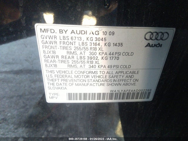 2010 AUDI Q7 3.6L PREMIUM PLUS VIN: WA1LYAFE4AD002286