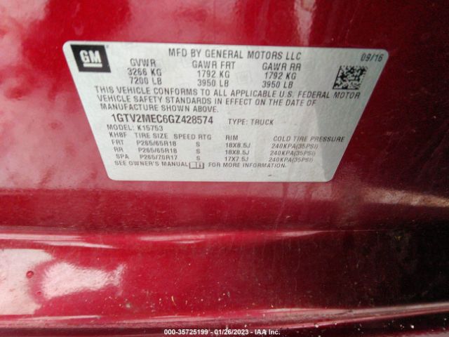 1GTV2MEC6GZ428574 GMC Sierra 1500 Sle