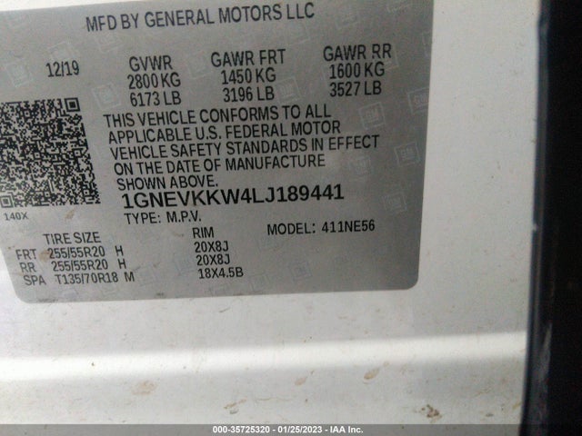 2020 Chevrolet Traverse, VIN: 1GNEVKKW4LJ189441
