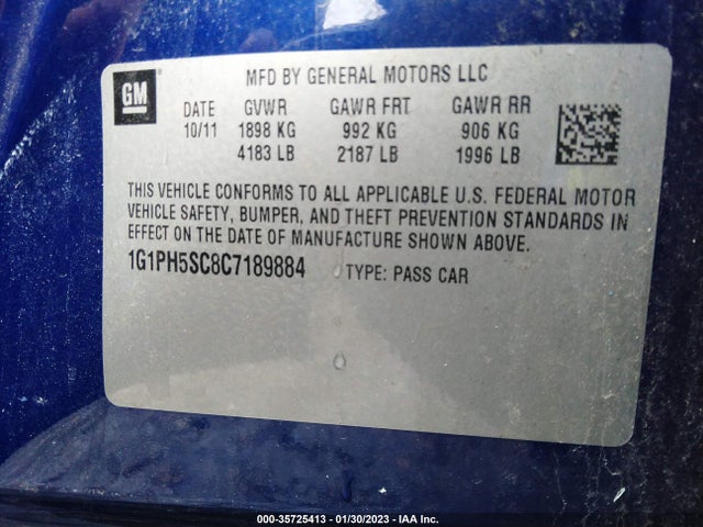 2012 CHEVROLET CRUZE LTZ VIN: 1G1PH5SC8C7189884