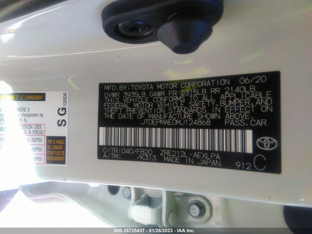 2021 TOYOTA COROLLA LE VIN: JTDEPMAE0MJ124868