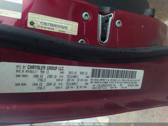 2014 JEEP COMPASS SPORT VIN: 1C4NJCBA0ED515476