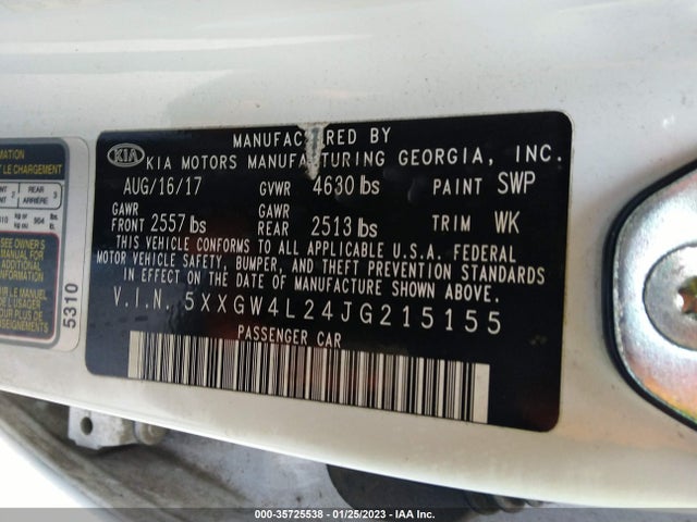 2018 Kia Optima, VIN: 5XXGW4L24JG215155