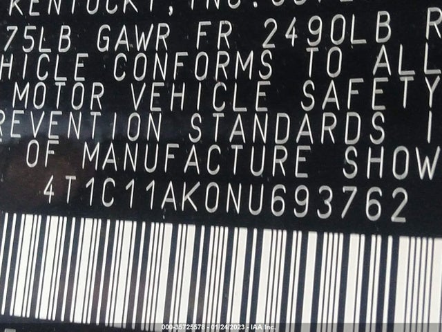Toyota CAMRY LE 2022 4T1C11AK0NU693762 Image 11