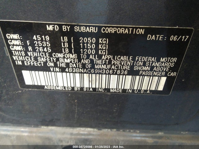 4S3BNAC69H3067836 Subaru Legacy Premium