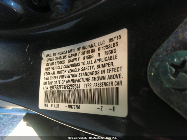 Honda Civic Sedan Se 2015 19XFB2F74FE292644 Image 10
