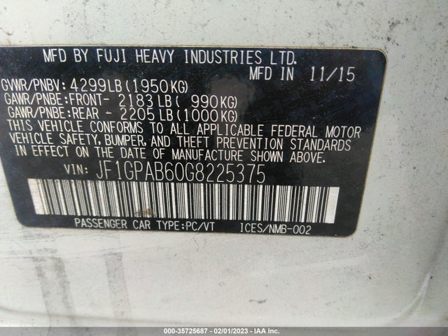 Subaru Impreza 2016 JF1GPAB60G8225375 Image 10