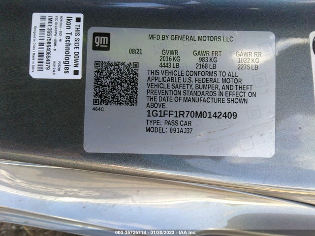 Chevrolet CAMARO LT1 2021 1G1FF1R70M0142409 Image 9