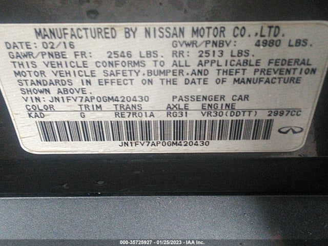 2016 Infiniti Q50, VIN: JN1FV7AP0GM420430