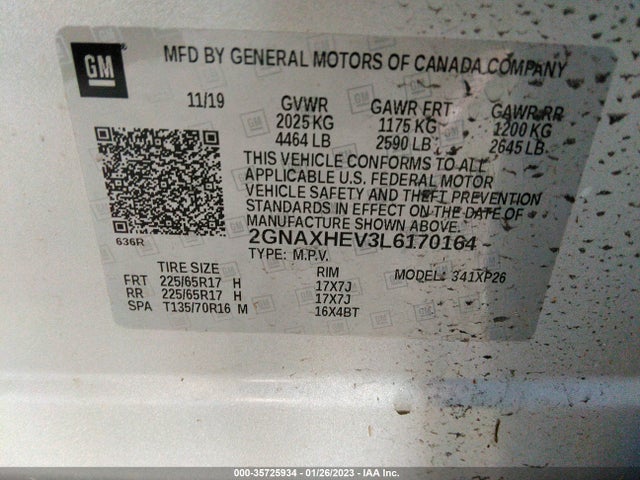 Chevrolet EQUINOX LS 2020 2GNAXHEV3L6170164 Image 9