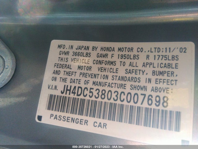Acura RSX 2003 JH4DC53803C007698 Image 10