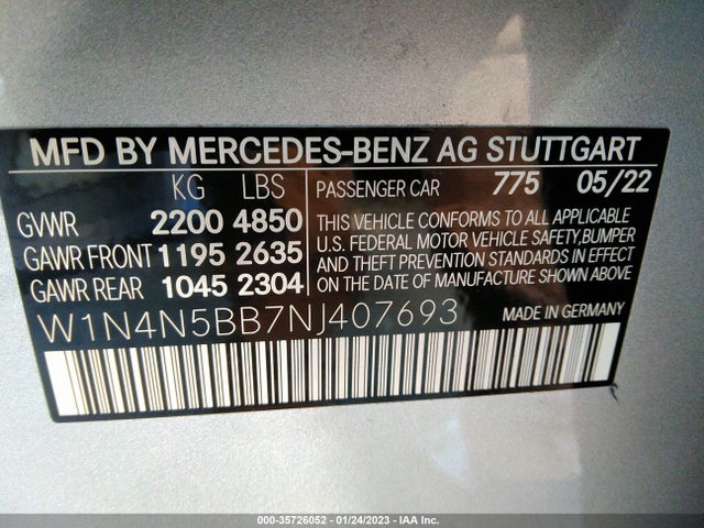 2022 Mercedes-Benz GLA-Class, VIN: W1N4N5BB7NJ407693