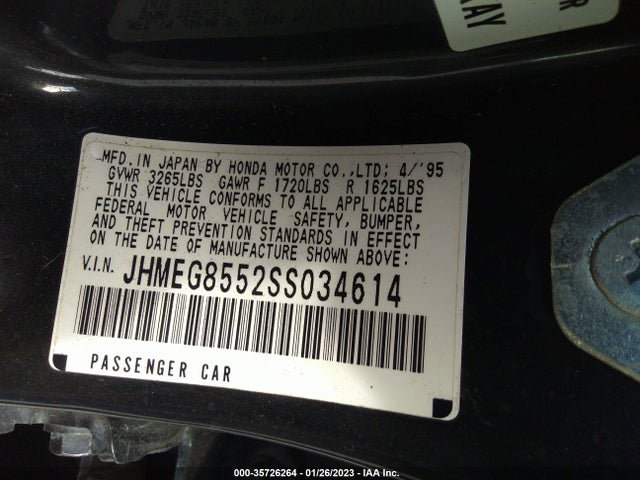 1995 HONDA CIVIC LX VIN: JHMEG8552SS034614