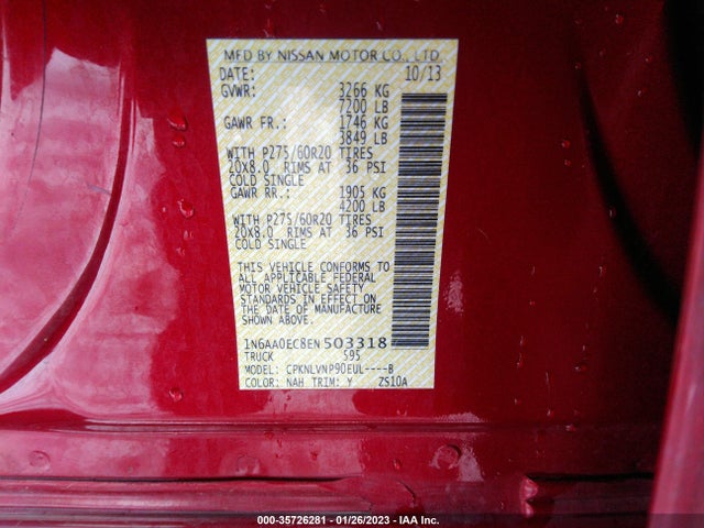 Nissan Titan Sl 2014 1N6AA0EC8EN503318 Image 11