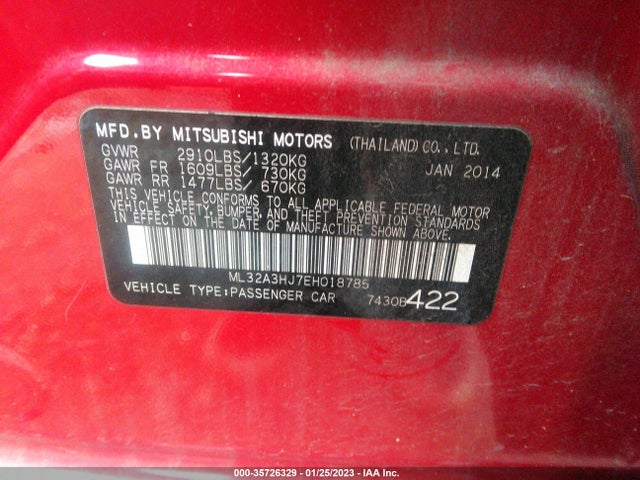 ML32A3HJ7EH018785 Mitsubishi MIRAGE DE