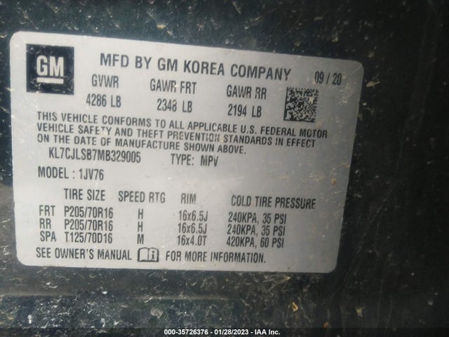 Chevrolet Trax Lt 2021 KL7CJLSB7MB329005 Image 9