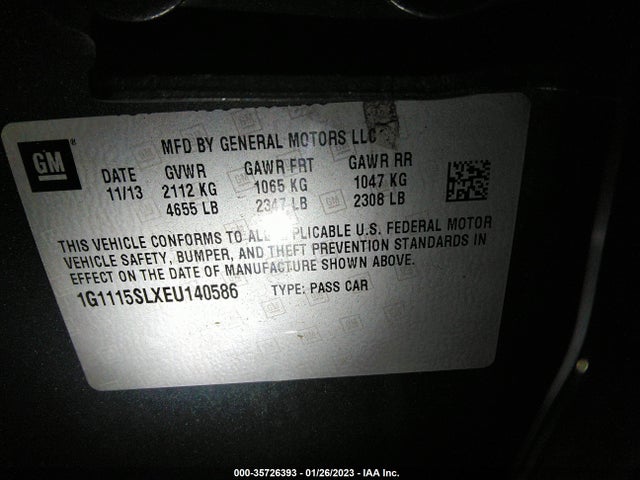 Chevrolet IMPALA LT 2014 1G1115SLXEU140586 Image 10