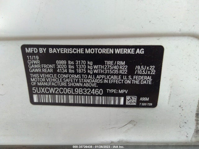 BMW X7 Xdrive40i 2020 5UXCW2C06L9B32460 Image 9