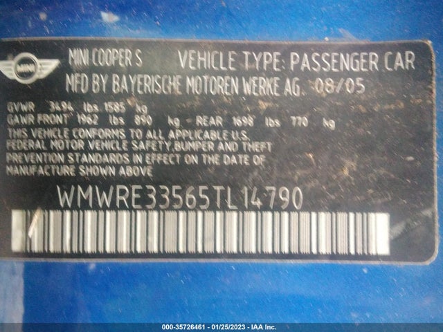 WMWRE33565TL14790 Mini COOPER HARDTOP