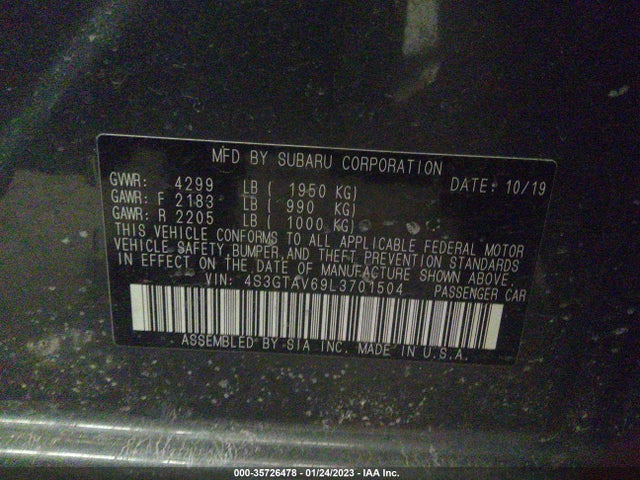 2020 Subaru Impreza, VIN: 4S3GTAV69L3701504
