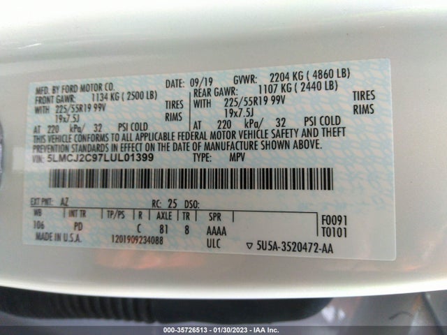 2020 Lincoln Corsair, VIN: 5LMCJ2C97LUL01399