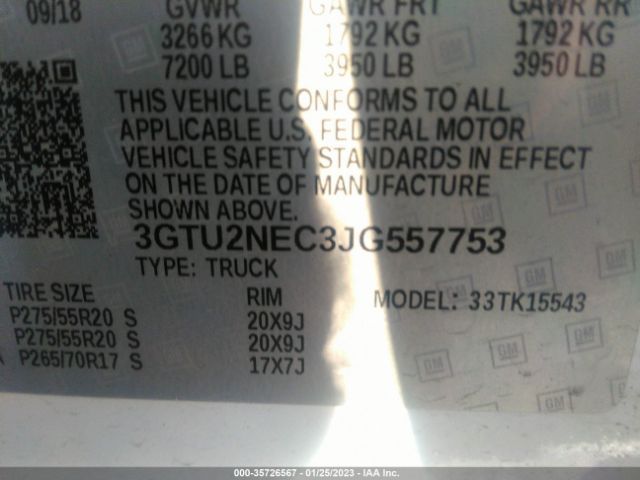 3GTU2NEC3JG557753 GMC Sierra 1500 Slt
