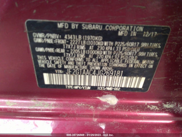 Subaru Crosstrek 2018 JF2GTAAC4JG269181 Image 9