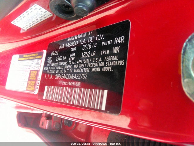 2021 Kia Rio, VIN: 3KPA24AD6ME429762